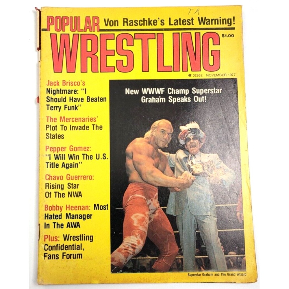 POPULAR WRESTLING NOV 1977  - SUPERSTAR BILLY GRAHAM / JACK BRISCO/ BOBBY HEENAN